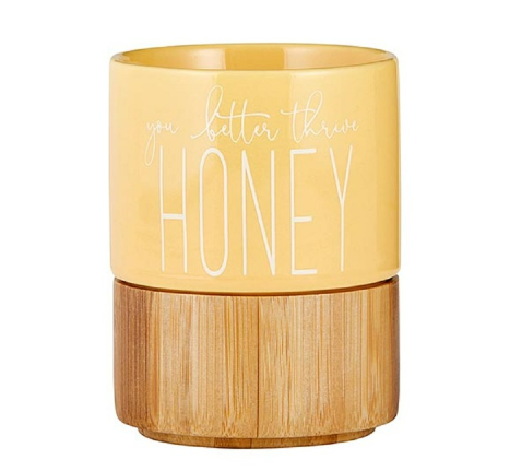 Ceramic Mug with Bamboo Base - You Better Thrive Honey