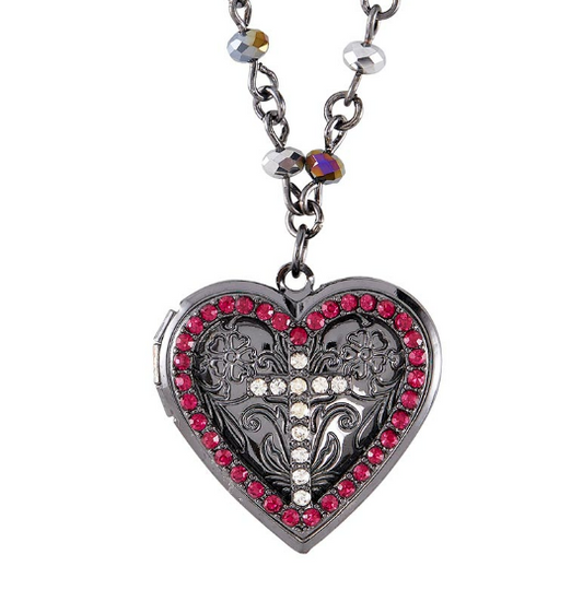 Heart Locket With Siam Stones